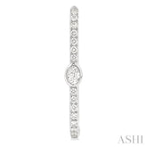 3/8 Ctw Oval and Round Cut Diamond Rectangular Fashion Hoop Earrings in 14K White Gold